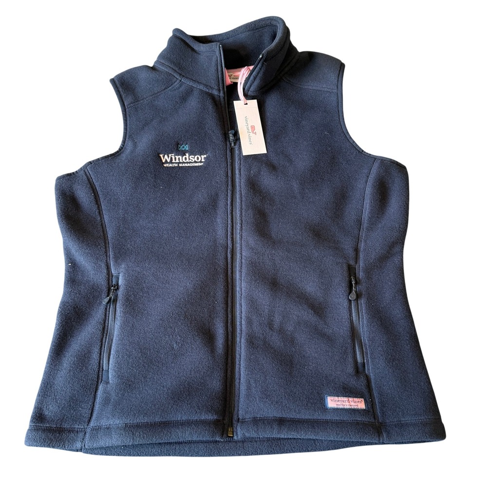 Vineyard Vines Womens Westerly Fleece Vest Navy‎ Blue Full Zip